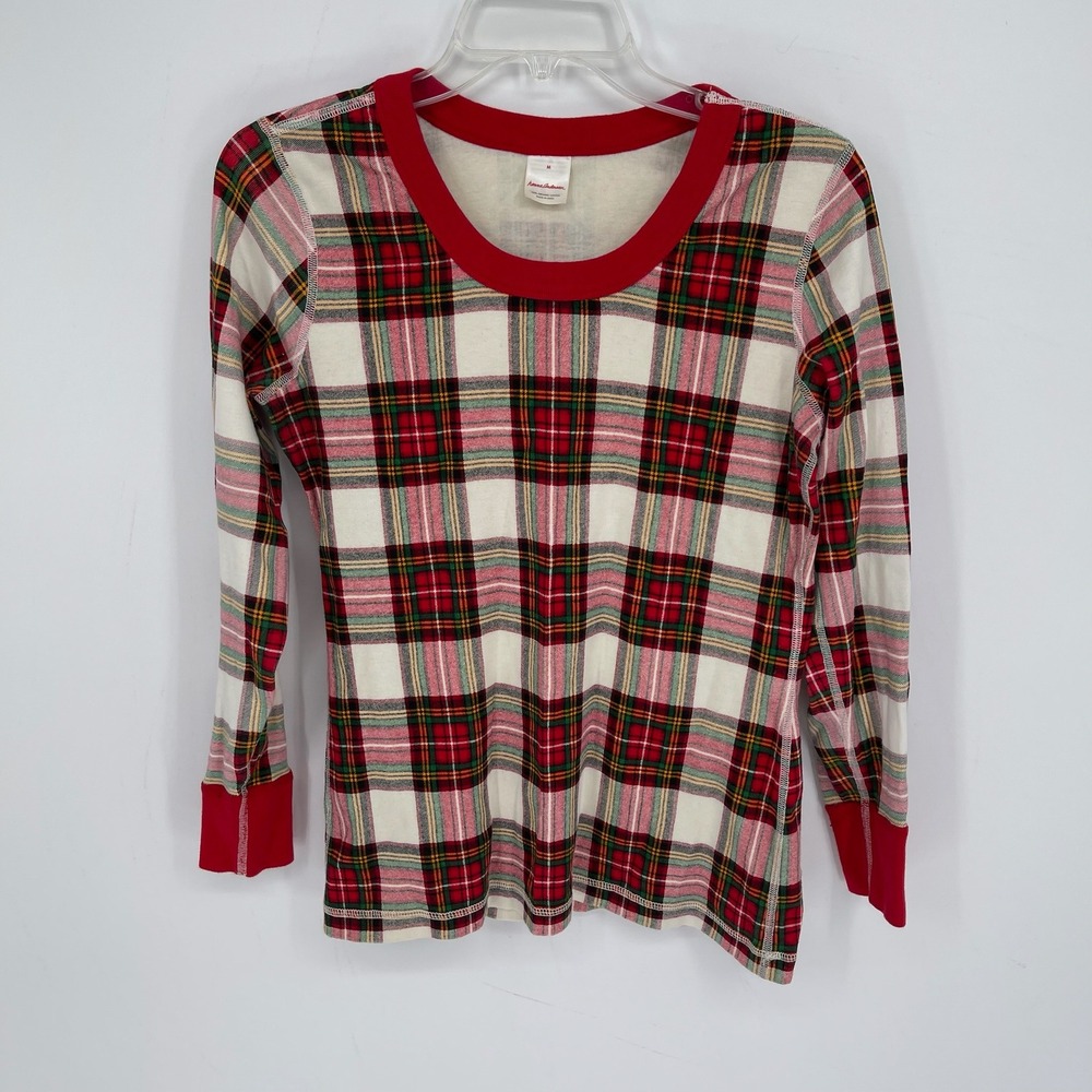 Hanna Andersson Women's Red Plaid Organic Cotton Sleep Pajama PJ Top Size M
